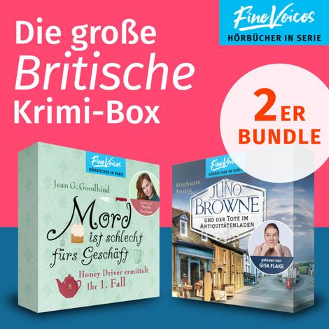 Hörbüch “Die große Britische Krimi-Box - Mord ist schlecht fürs Geschäft: Honey Driver ermittelt + Juno Browne und der Tote im Antiquitätenladen: Juno Browne Krimi (ungekürzt) – Jean G. Goodhind, Stephanie Austin”